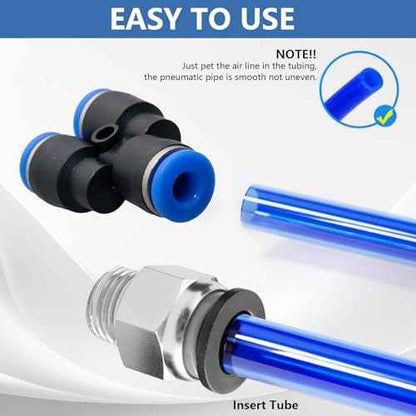 96Pcs Quick Connect Air Hose Fitting Kit, NPT 1/4,3/16, 5/32,3/8,1/8,1/2,5/8" Push To Connect Fittings Air Line Pneumatic Fittings Kit Connectors for Automotive Car or Industrial Workshops