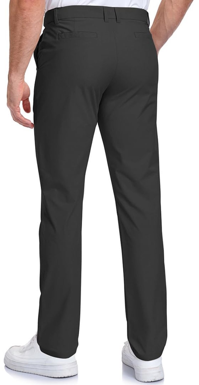SPOSULEI Golf Pants for Mens Slacks Dress Quick Dry Lightweight Work Casual Comfort Relaxed fit Anti-Slip Trousers with Pockets Black 34Wx30L