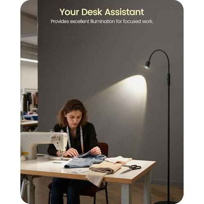 Reading Floor Lamp, 74.2" Tall LED Lamp with, 360¡Æ Flexible Gooseneck & Touch Control, 5000K 6W LED, Sturdy Base, Crafts Standing Lamp, for Reading, Living Room, Matte Black B16LD05