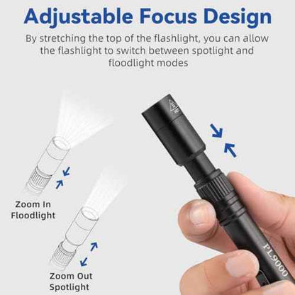 2Pack Pen Flashlight Rechargeable PL9000, 5Mode Bright Pen Light Flashlight High Lumens, Waterproof Pocket Flashlights, EDC Adjustable Tactical Flash Light, LED Small Lights with Clip for Emergencies
