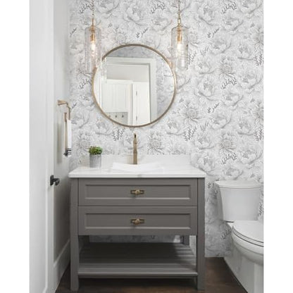 GloryTik Floral Peel and Stick Wallpaper Boho Grey and White Contact Paper Modern Self Adhesive Removable Wall Paper for Bedroom Bathroom Cabinets Renter Friendly Wallpaper Vinyl Roll 17.3" X 197"