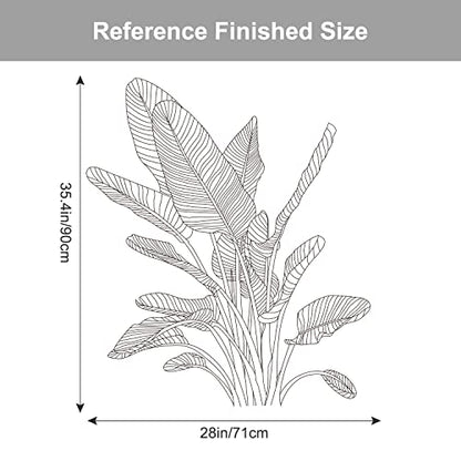 Supzone Simple Tropical Plants Wall Stickers Boho Modern Style Wall Decal Sketch Tropical Palm Leaves Wall Art Sticker for Bedroom Living Room Kitchen Sofa TV Backdrop Wall Decoration