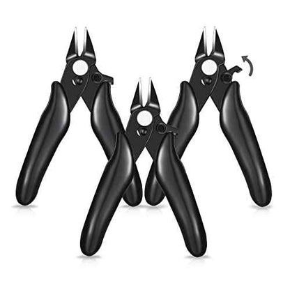 3 Packs 3. 5 Inch Wire Cutters Mini Soft Wire Snips Nippers Micro Cutter with Lock Flush Diagonal Cutting Pliers Small Flush Cut Pliers Jewelers Tools for Electronic(Black)