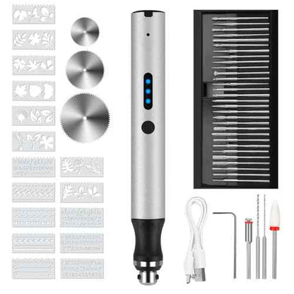 3-Speed Cordless Mini Drill Pen With 30 Small Bits,Rechargeable Electric Hand Drill Pin Vise,Resin Drill Set For Jewelry Making,Resin,Plastic,Wood,Keychains DIY