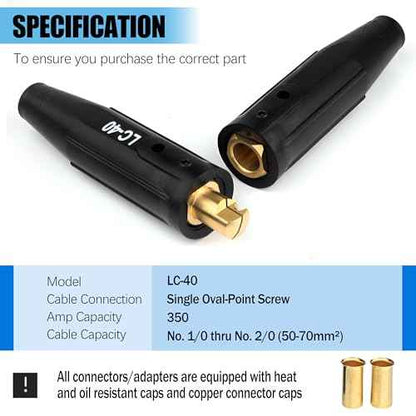 Welding Lead Connectors, 3 Pack LC-40 Welding Cable Connector, Positive Cam Twist-Lock Insulated Connector Pair(Male/Female), Welder Lead Connectors, Welder Cable Connectors, Welding Lead Ends