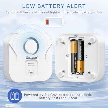 Geevon 10 Pack Water Leak Detectors for Home, 100dB Loud Water Alarm Sensor Leak Detection with Drip Alert for Basements, Laundry Rooms, Kitchen, IP56 Waterproof(Battery Included)