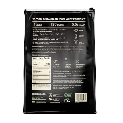 Optimum Nutrition Gold Standard 100% Whey Protein Powder, Double Rich Chocolate 10 Pound (Packaging May Vary)