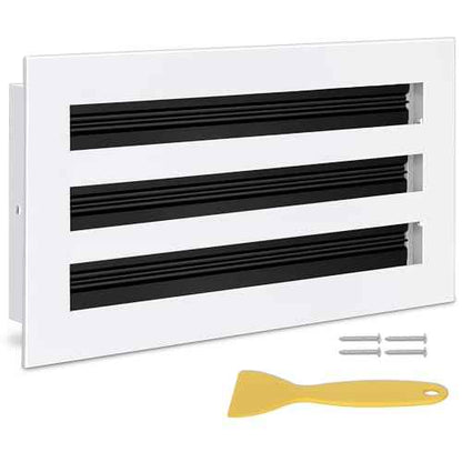 12x6 Modern AC Vent Cover, Decorative White Air Vent (Duct Opening Cutout), All Aluminium Standard Linear Slot Diffuser, Low Noise - Register Grille for Ceiling, Walls & Floors