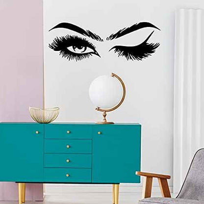2 Pieces Eyes Wall Decal Big Eyes Wall Stickers Fashion Eyelash Sticker Women Beautiful Decals Decor for Living Room Bedroom (Classic Styles)
