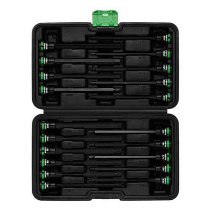 3/8" Drive Long Impact Hex Bit Socket Set, Allen Bit Sockets, 20PCS Allen Wrench Socket, SAE (1/8"-7/16¡±) and Metric (3MM-12MM), 6" Long CR-V & S2 Alloy Steel Hex Key Set
