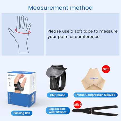 Velpeau CMC Thumb Brace for Osteoarthritis - with Shape-memory Restriction Splint, CMC Joint Stabilizer, Basal Thumb Arthritis Pain Relief and Support for Women and Men (Black, Left Hand, Medium)