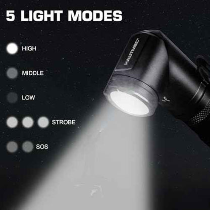 HAUTMEC 1400 Lumen Rechargeable Flashlights LED EDC Flashlight with 90 Degree Flashlight Swivel Head 5 Modes Pocket Flashlights Magnetic Base for Camping, Working, Outdoor, Hiking, Emergency