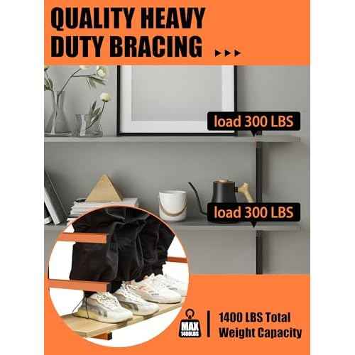 Caliee lumber Storage Rack Wall Mount, Heavy Duty Wood Storage Racks With 6-Level System Holds Up to 1400 lbs, Garage Shelf Wall Mount, Basement, Workshop, Rustproof & Space-Saving Design (4)