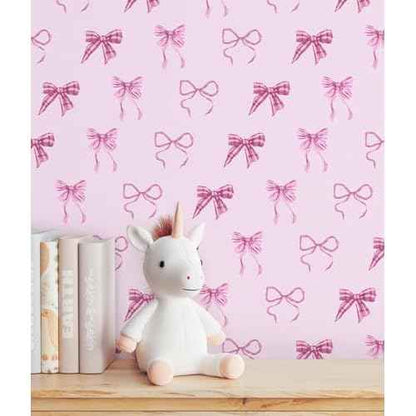 RUSPEPA Peel and Stick Wallpaper, 17.3 Inch x 6.5 Feet, Pink Bow Design Self Adhesive Removable Wallpaper Decorative Waterproof Contact Paper for Cabinets, Walls