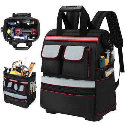 TooCust Construction Backpack Heavy Duty with Hard Bottom, Tool Backpack for Men, Waterproof Electrician Bag with 22 Pockets for HVAC, Mechanics, and Jobsite