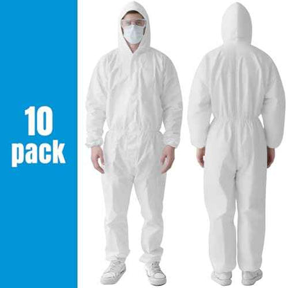 10 Pack Disposable Hazmat Suits,Protective Coveralls with Hood Full Body Painters Suit for Men&Women