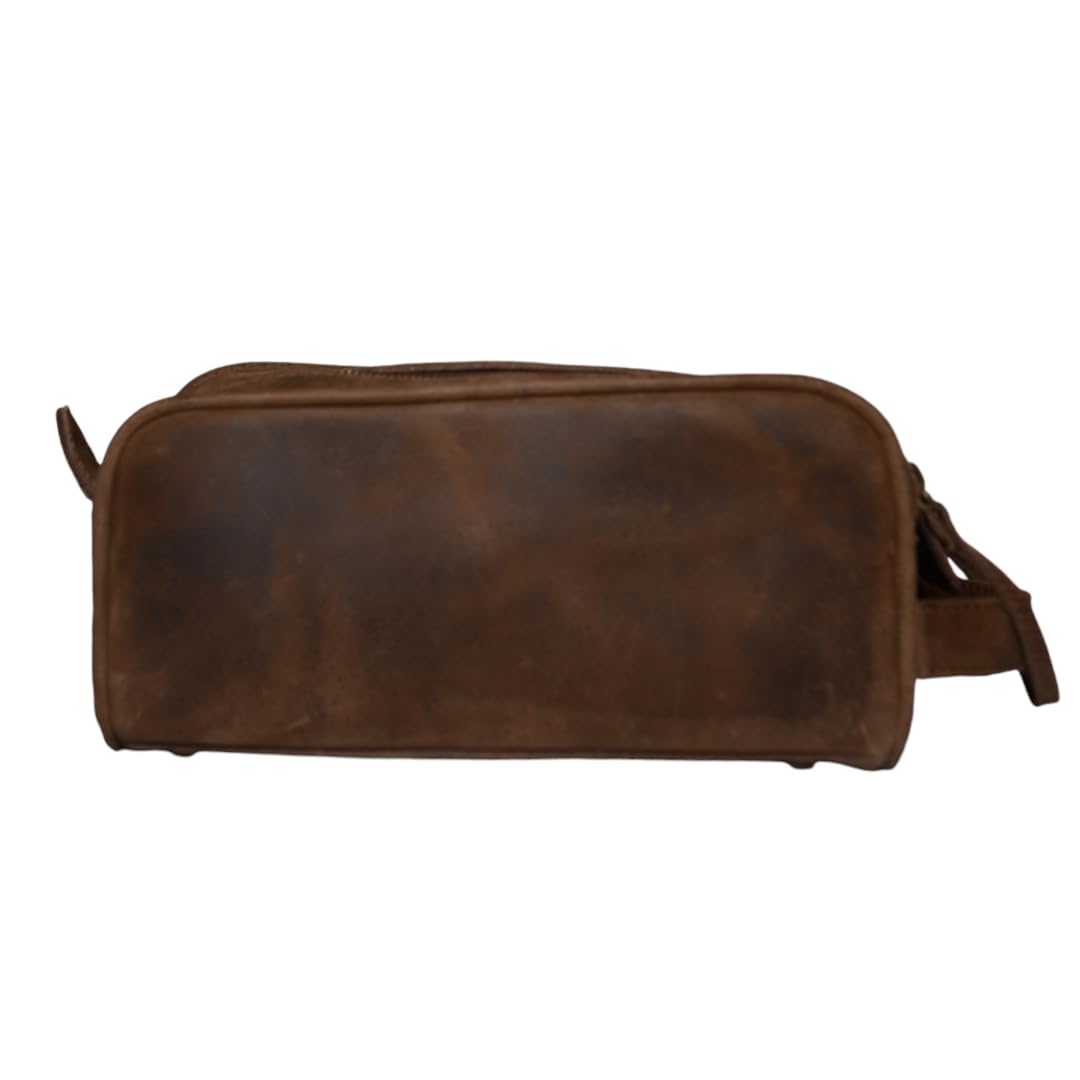 MILITARIA STUFFS Premium Buffalo Leather Unisex Toiletry Bag/Leather Travel Kit