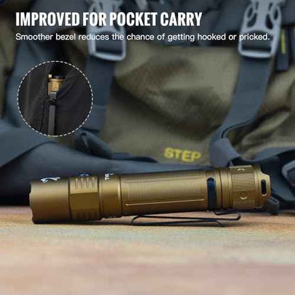 ThruNite TT20 Tactical Flashlight, Customized Verison with The Outsider, High 2010 Lumens, Long 305 Meters Beam Distance, USB-C Rechargeable Flashlight Compact for Hunting, Hiking - Desert Tan CW