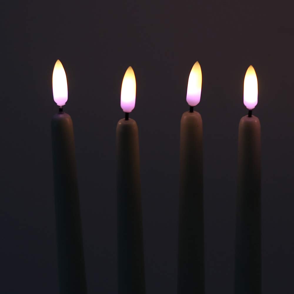 Wondise Flameless Flickering Taper Candles with Remote and Timer, 11 Inch Battery Operated Real Wax 3D Flame Ivory Window Candle for Christmas Home Decoration, Set of 4(D0.78 inch x H11 inch)