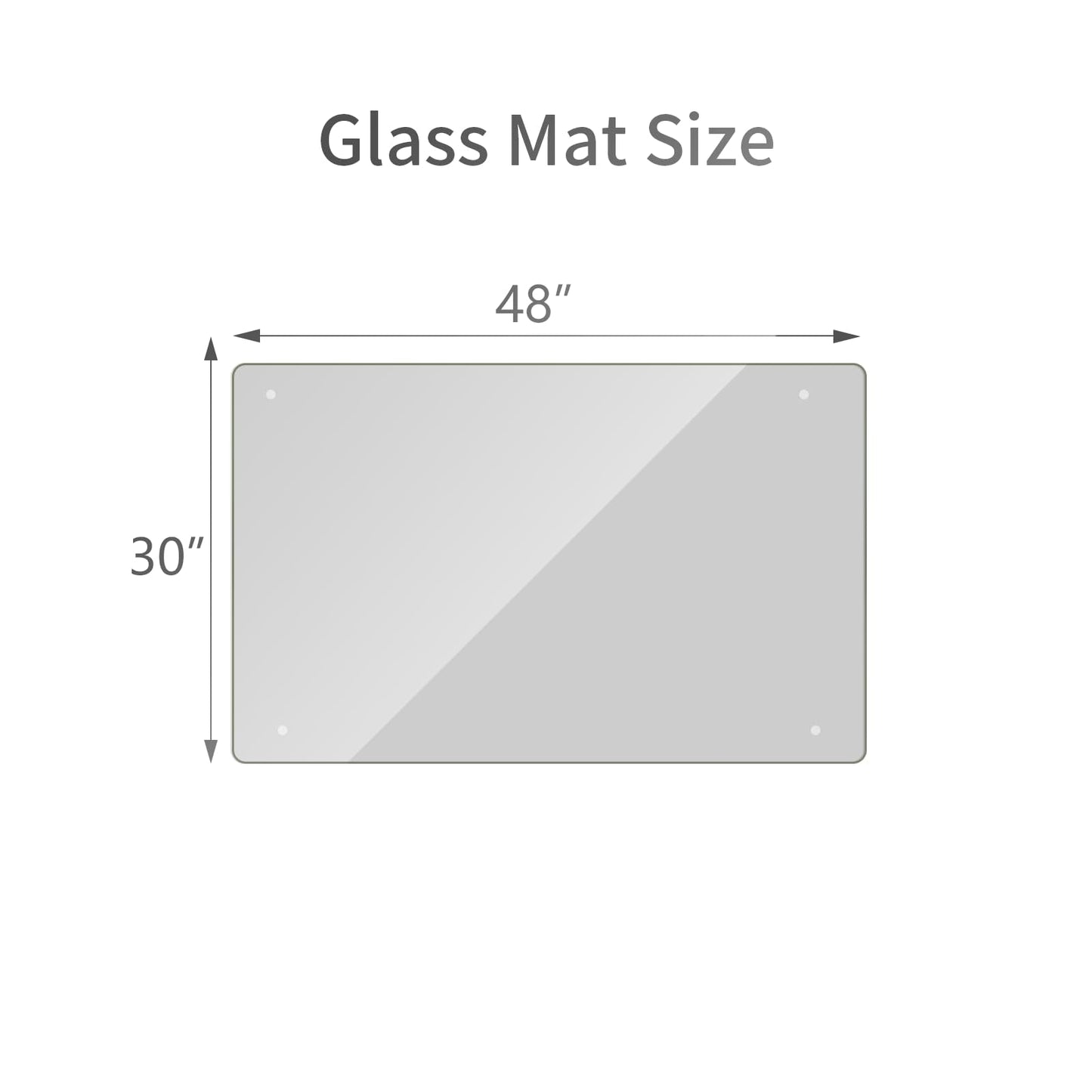 [Tempered Glass] 30" x 48" Glass Chair Mat, 1/5" Thick Office Chair Mat for Carpet or Hardwood Floor, Heavy Duty Hard Chair Mats with Round Corner and Polished Edge, Carpeted Floor Protector