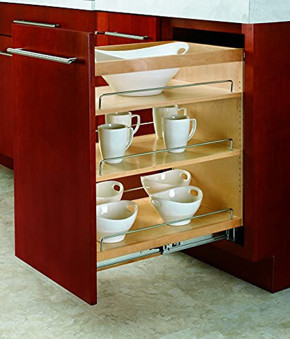 Rev-A-Shelf 6.5" Pullout Kitchen Cabinet Storage Organizer Slide Out Pantry Spice Rack with Adjustable Shelves, Natural Maple, 448-BC-6C