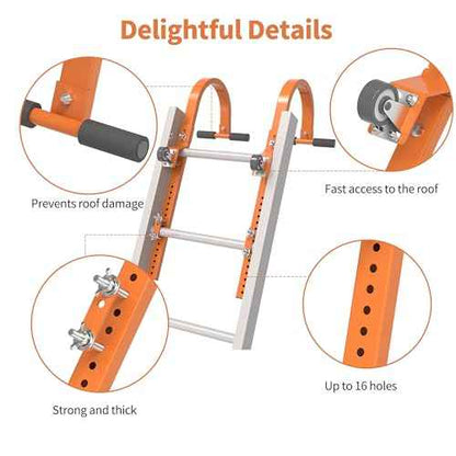 2 Ladder Roof Hook with Wheels, Heavy Duty Steel Ladder Hooks with Grip T-Bar for Damage Prevention, 550 Lb Weight Capacity, Easy Access to Steep Roofs