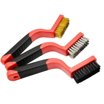 Wire Brush, Copper Wire Knife Brush, Stainless Steel Wire Brush, Cleaning and Rust Removal Brush, Nylon Wire Brush, Mini Iron Brush, 3Pcs
