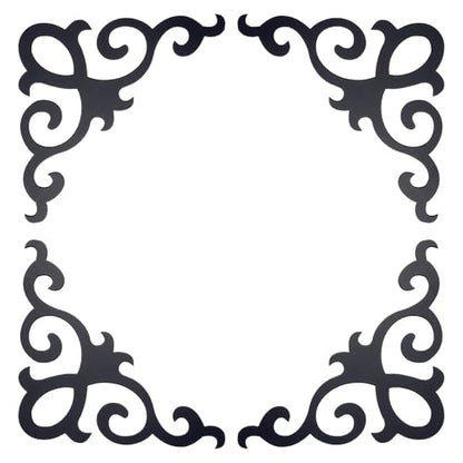 uxcell 8 Pcs Self-Adhesive Wall Sticker Mirror Decals, Acrylic Hollow Mirror Tiles Sticker Applique Corner Hollow Stickers for Home Room Background Decoration, Black (10x10cm)