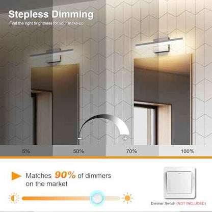 LED Modern Bathroom Light Fixtures 12W Brushed Nickel Vanity Lights Bar 5CCT Dimmable ixture Over Mirror Vanity Light for Bathroom Lighting 15.7 inch ETL Certificated