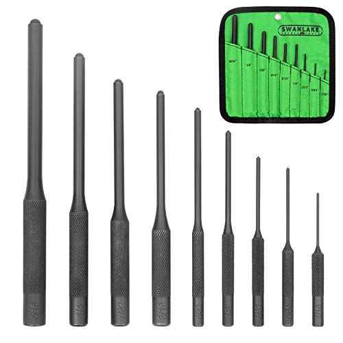 SWANLAKE 9-Pieces Roll Pin Punch Set, Removing Repair Tool with Holder for Automotive, Watch Repair,Jewelry and Craft