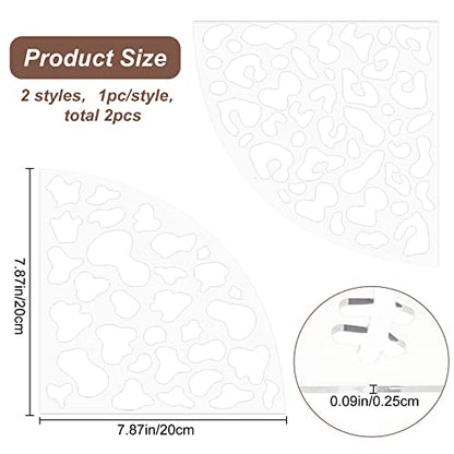CRASPIRE Leopard Sleeve Stencil 2pcs Leopard Print Template Reusable Leopard Bleached Shirt Acrylic Sleeve Stencil Fan Shaped for Painting Baking DIY Crafts Wall Furniture