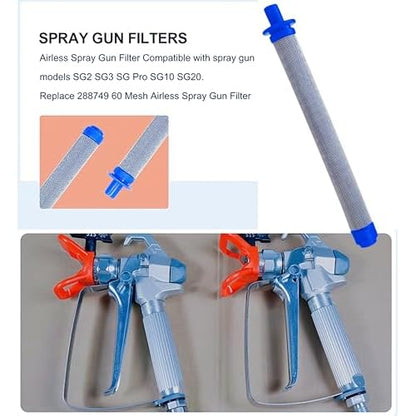 2 Pcs 288716 3/4-Inch Inlet Strainer Thread & 6 Pcs 288749 Airless Spray Gun Filter Compatible with Graco X5/X7/ProX Series & SG10/SG20/SG Pro Spray Guns, Stainless Steel 60 Mesh