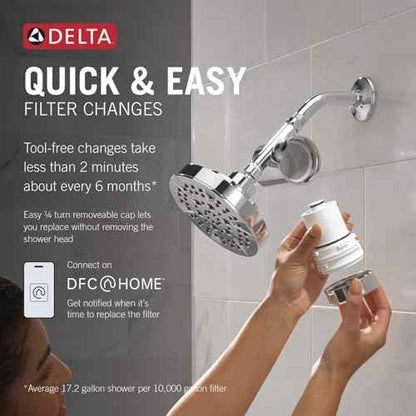 Delta Faucet Clarifi Standard Shower Filter Attachment with Filter, Shower Water Filter, Shower Head Filter, Chrome 7SF100