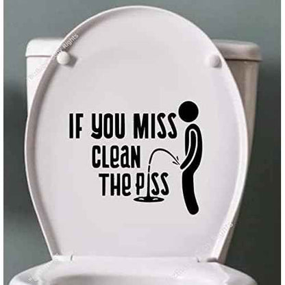 If You Miss Clean Your Pee Sticker Vinyl Decal Sign for Bathroom Washroom Toilet Guestroom Restroom Wall Waterproof & Removable. Perfect Size 7" Wide| Black |