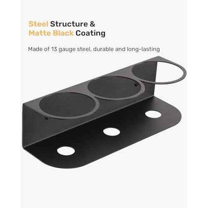 Spray Bottle Holder 6 Large Opening Wall Mount Solid Steel Storage Rack, Holds up to 32 oz Detailing Bottle Organizer, Includes Hardware Easy to Install