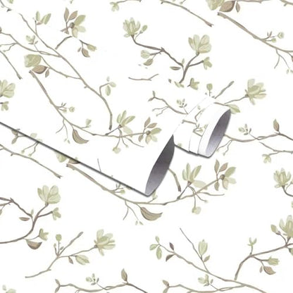 Modern Floral Peel and Stick Wallpaper Boho Green Leaf Branches Contact Paper for Cabinets Self-Adhesive Removable Wallpaper for Bedroom Farmhouse Contact Paper for Bathroom Waterproof 17.5" x 118"