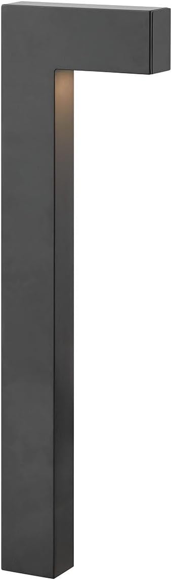Hinkley Atlantis 1518SK-LL Large LED Low Voltage 2700K Landscape Pathway Light - 12v, Dimmable, Aluminum, Safe for Wet Conditions - Satin Black Finish with Etched Glass Lens