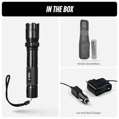 Guard Dog Security Diablo 2 Tactical Stun Gun For Self Defense with LED Flashlight for Men, Women, Police Strength Power, Concealed Technology, Rechargeable Battery, Free Holster, Car Charger Included