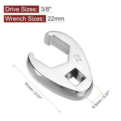 HARFINGTON Drive Crowfoot Wrench 3/8" Drive 22mm Metric Fractional Crowfoot Flare Nut Wrench 40Cr Chrome Plated Open End Crowfoot Wrench for Mechanics Automotive Repair Work