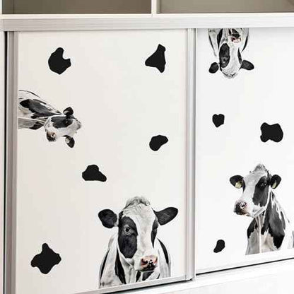 Funny Cows and Cow Print Wall Stickers, sacinora Modern Cow Spot DIY Wall Decals Removable Black Vinyl Peel and Stick for Living Room Bedroom Bathroom Door Furniture Nursery Art Home Decorations