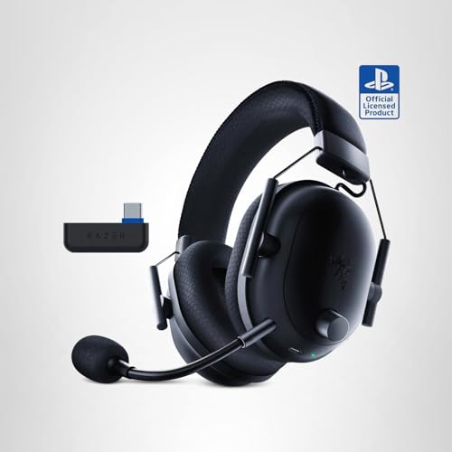 Razer BlackShark V2 Pro Wireless PlayStation Gaming Headset: 50mm Drivers - Super Wideband Mic - Noise Isolating Earcups - For PS5, Nintendo Switch 2, PC, Mac - Bluetooth, USB-C - 70hr Battery – Black