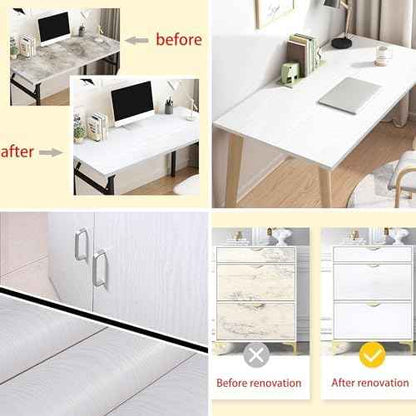 White Wood Wallpaper - White Wood Contact Paper - Peel and Stick Wallpaper Modern ? Self-Adhesive Removable Wall Paper for Cabinets Countertop Furniture Kitchen Wall, Easy to Clean 17.7¡±¡¿78.8¡± Vinyl