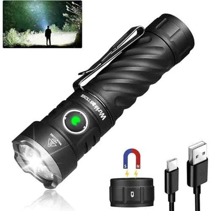 Wurkkos TS26S Rechargeable Flashlight,3100 High Lumens LED Flashlight 95CRI,Magnetic Tail Cap,191 Meters 5000K Boost Constant Current,IP68 Waterproof for Dog Walking,Camping,Emergency