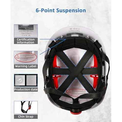 Safety Helmet Hard Hat, ANSI Z89.1 Approved Lightweight Vented Work Helmet, 6-Point Adjustable Ratchet Suspension Hardhat Ideal for Industrial and Construction