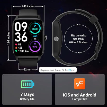 Smart Watches for Women Men, 2025 Smartwatch 1.8'' Alexa Fitness Tracker Smart Watch Compatible for Android iPhone with Bluetooth Call (Answer/Make), IP68 Waterproof Heart Rate/Sleep/SpO2 Monitor 110+