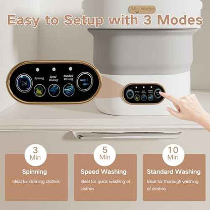 Portable Washing Machine, 15L Mini Collapsible Washer with 3 Cleaning Modes for Baby Clothes, Underwear, Small Foldable Laundry for Travel Apartment Home Dorm Hotel Camping (White+Grey)