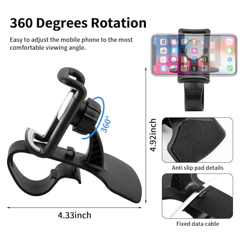 Universal Car Phone Holder Mount,360°Rotation Dashboard Phone Holder for Your Car Accessories,car Phone Mount with 4 to 7" Smartphones