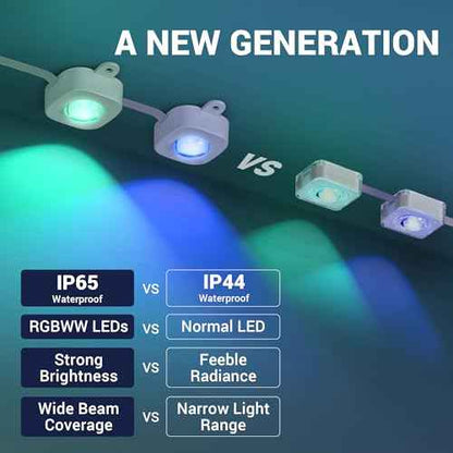Permanent Outdoor Lights,100ft with 72LED Eaves Light, IP65 Waterproof RGB Light with AppControl, DIY SceneModes, Eave Lights for House Roof, Garden Dcor, Christmas Outdoor Decoration
