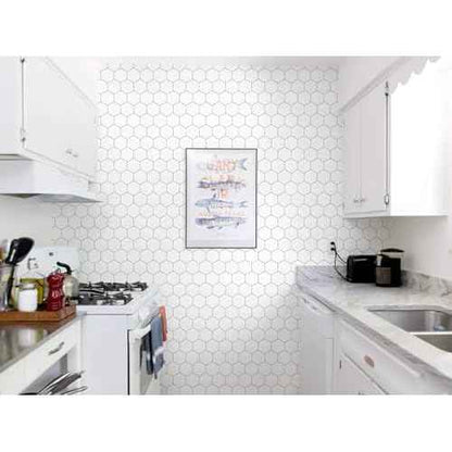 Kitchen Peel and Stick Wallpaper White Wallpaper Modern Contact Paper for Cabinet Bathroom Backsplash Renter Friendly Self-adhesive Waterproof Removable Vinyl Papel Tapiz Para Cocina 17.3"¡¿78.7"