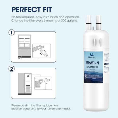 MARRIOTTO EDR1RXD1 Refrigerator Water Filter Compatible with W10295370A, WHR1RXD1, KAD1RXD1, Filter 1, W10295370, P4RFWB, P8RFWB2L, 46-9930, 46-9081 and W10311524 Air Filter (3+3)